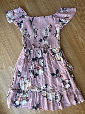 Girls' Pink Floral Smocked Dress